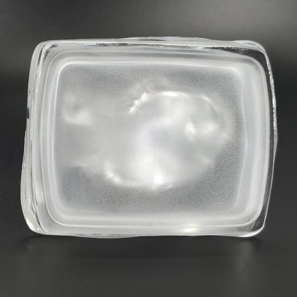 VTG Clear Glass Cat Frosted Base Paperweight Fig. - Picture 7 of 7